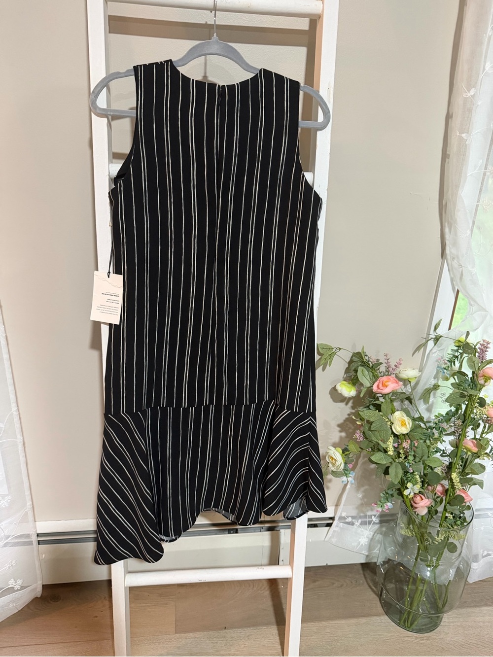 Who What Wear Black and White Vertical-Strip Midi Dress - Picture 3 of 5